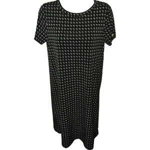 MICHAEL Michael Kors Green/Black/White Abstract Printed Short Sleeve Dress